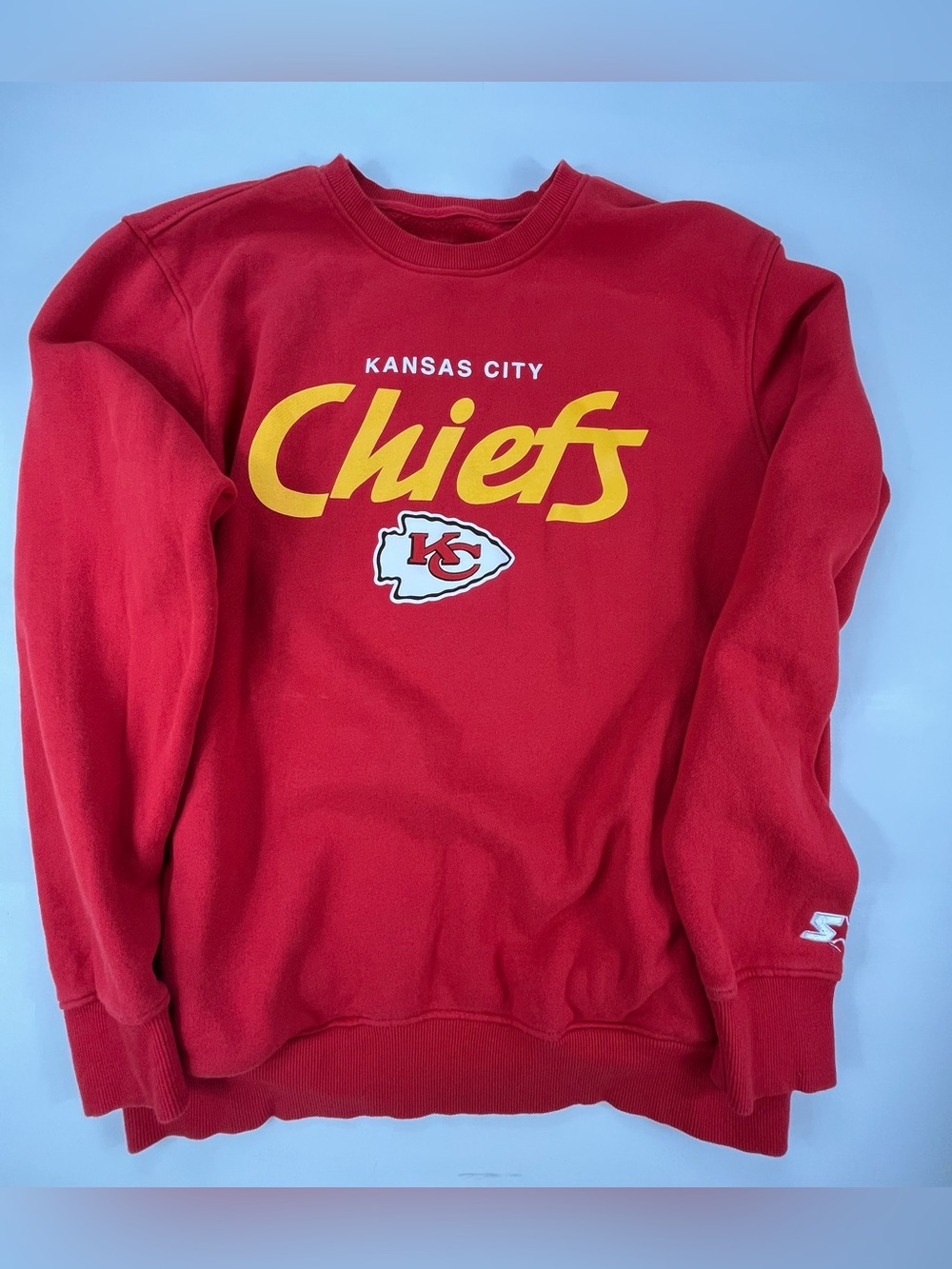 Starter Kansas City Chiefs Men’s Red Crewneck Sweatshirt W/2 Side Pockets Sz XL